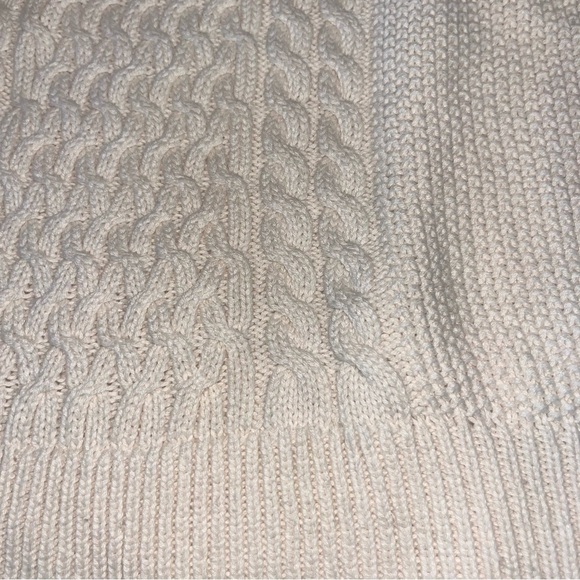 Talbots Cream Shaker Stitch Cable Knit Pullover Cotton Sweater Sz M - Picture 7 of 14